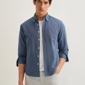 SapphireBlueCottonLinenShirt_6.jpg Linen Breeze Casual Shirt